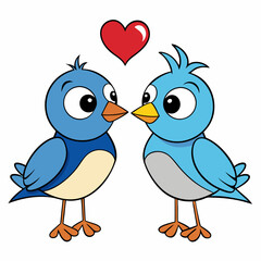 Two love birds art vector illustration