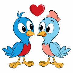 Two love birds art vector illustration
