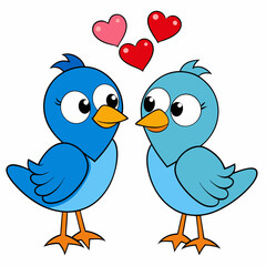 Two love birds art vector illustration