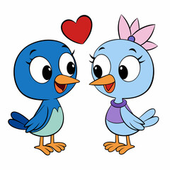 Two love birds art vector illustration