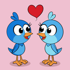Two love birds art vector illustration