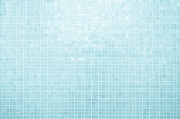 Blue light ceramic wall chequered and floor tiles mosaic background in bathroom. Design pattern...