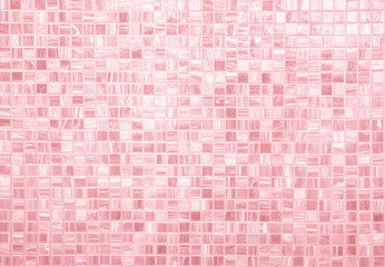 Abstract background of pink mosaic tiles. Texture for design. Colorful pastel ceramic wall and floor grid tiles abstract background.