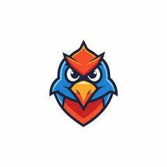Simple line bird gaming mascot logo isolated vector art Illustration 