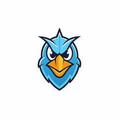 Simple line bird gaming mascot logo isolated vector art Illustration 
