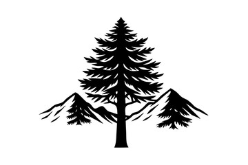 A tall cedar tree art vector illustration