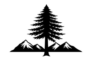 A tall cedar tree art vector illustration