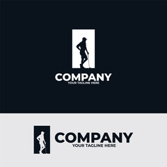 Golf player logo design template