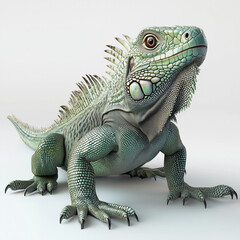 Obraz premium Cute Iguana Cartoon for Children on a White Background