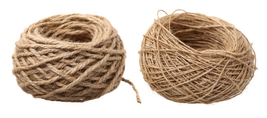 Hemp rope on white background