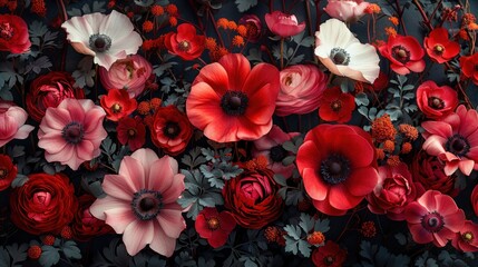 Vibrant Floral Arrangement with Red and White Flowers