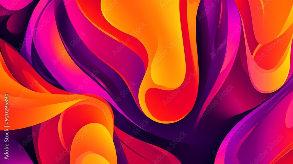Poster a vibrant abstract design featuring flowing shapes in warm colors, creating a dynamic and energetic 