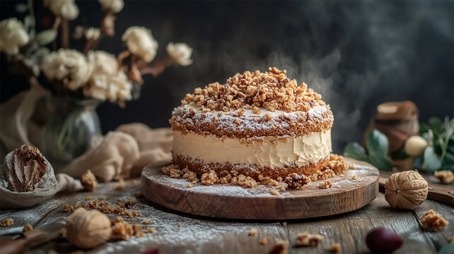 Pastel casero artesanal de nuez 