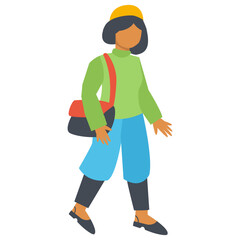 People Walking in Autumn Illustration in Cartoon Design Concept. Vector Character