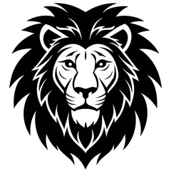 Lion head icon silhouette vector art illustration
