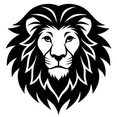 Lion head icon silhouette vector art illustration
