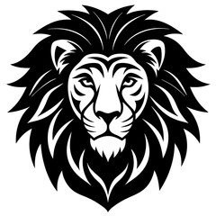 Lion head icon silhouette vector art illustration
