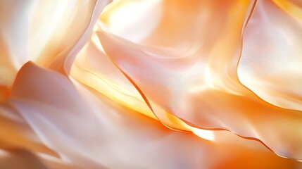 A close-up of flowing, soft fabric in warm orange and cream tones, creating a serene and elegant ambiance.