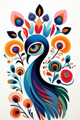 Fototapeta premium Geometric Peacock head White background stickers Flat Design Illustration