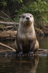 Curious River Otter by the Water