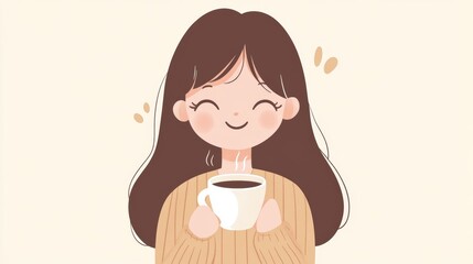 Happy Woman Enjoying Morning Coffee Generative AI