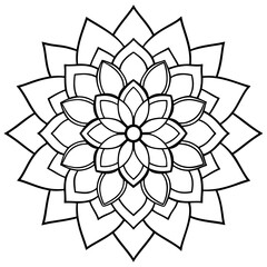 
Floral Mandala line art vector art, Mandala Icon black Clipart isolated on a White Background

