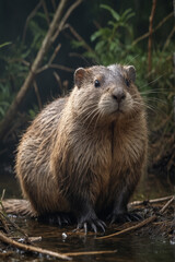 Wet Furry Animal by Water