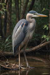 Fototapeta premium Majestic Great Blue Heron by the Water