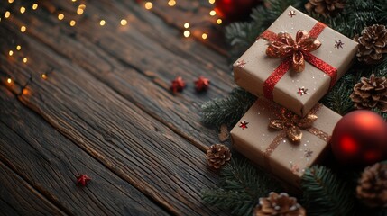 Christmas Background Image with Snowflakes and Decorations for Holiday Season Generative AI