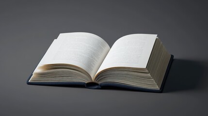 Obraz premium Open Book with Fanned Pages on a Grey Surface