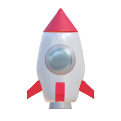 Rocket 3D on png transparent background.