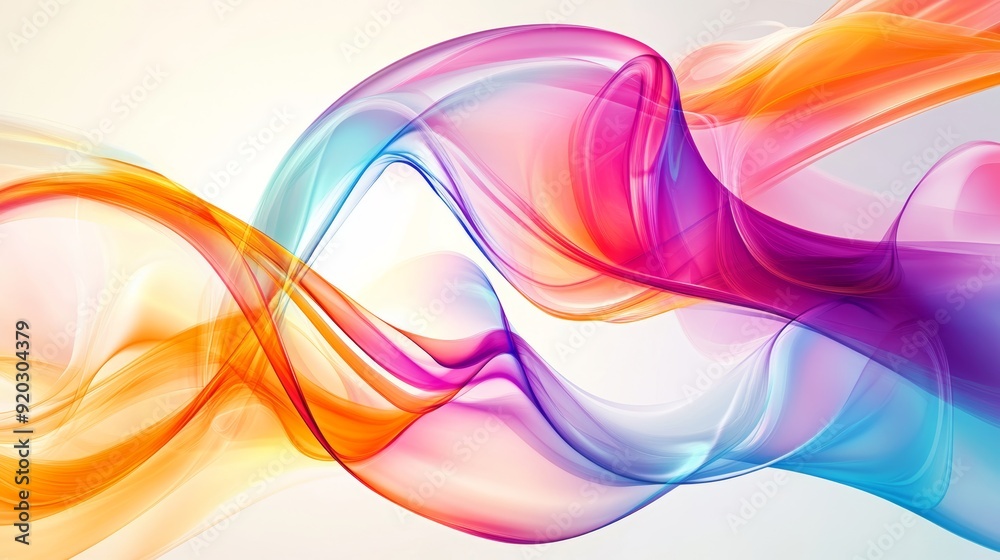 Wall mural abstract art composition with smooth curves and random colors on white background, ideal for creativ