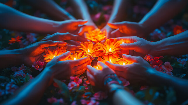 International Day of Peace celebration in a lush garden, people releasing white doves, bright and airy atmosphere, symbolic unity, soft natural light, vibrant background