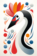 Fototapeta premium Swan head White background stickers Flat Design Illustration