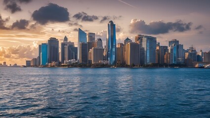 Obraz premium city skyline at sunset