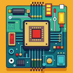 computer Circuit Board Vector Illustration