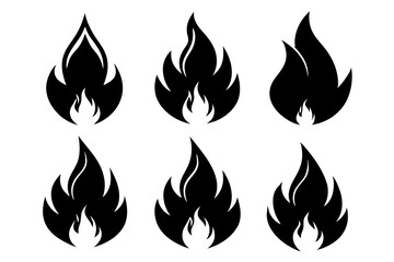 Fire icon collection set. Fire flame symbol. Red hot fire, flame heat or spicy food symbol flat vector illustration white background