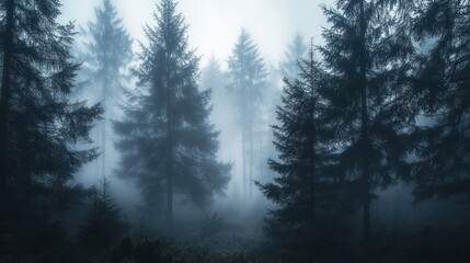 Fototapeta premium Mysterious Foggy Forest