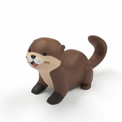 Fototapeta premium Otter character in 3D style on a white background 
