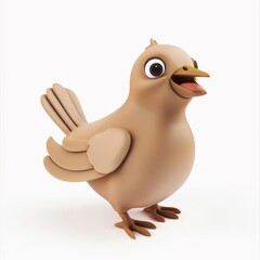 Bird character in 3D style on a white background
