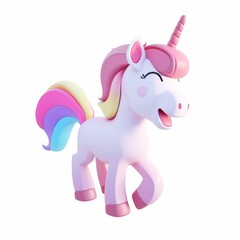 Fototapeta premium Unicorn character in 3D style on a white background 