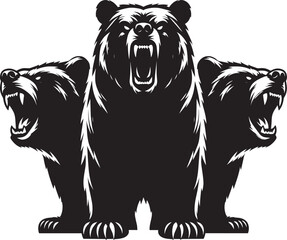 Bear group Silhouette vector illustration isolated on white background