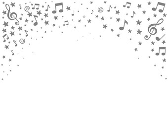 Music notes background,  musical frame. Decorative, colored frame with music notes. Perfect as a postcards, posters, invitation card. Decorative frame. Audio recording signs burst. Vector illustration