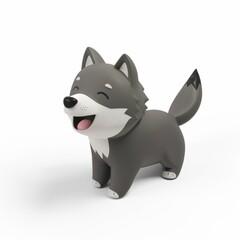 Wolf character in 3D style on a white background
