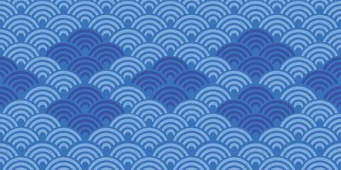 Seamless japanese waves pattern vector