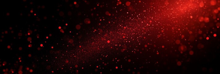 Abstract red and black background with bokeh effect and glowing lights.