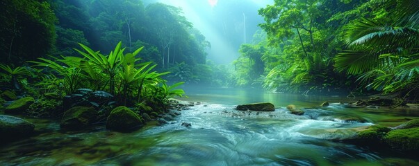 Obraz premium Lush Rainforest Expedition Through the Amazon in Brazil