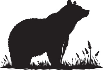 Happy Bear Silhouette vector illustration isolated on white background