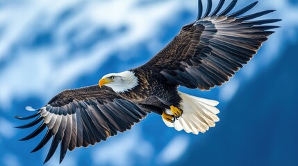 Bald eagle flight sky. Generative AI