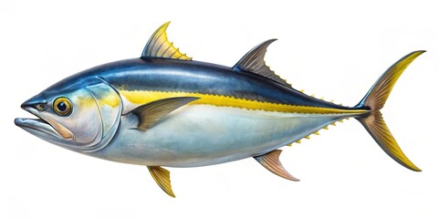 Yellow fin tuna isolated on white background , seafood, fish, yellowfin tuna, isolated, fresh, raw, ocean, marine life